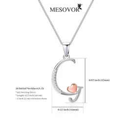 Mesovor 925 Sterling Silver Initial Necklace for Women, Dainty Sterling Silver Letter Cubic Zirconia Necklace Jewelry Gifts for family Mother Sister Wife (Letter-G)