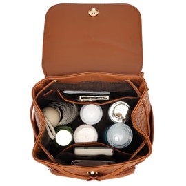 Elle Compass 10L Vegan Leather Monogram Mini Backpack | Brown