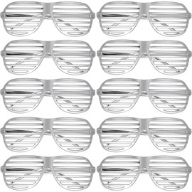 Komonee 50 x Silver Shutter Shades Fun Novelty Plastic Party Retro Fancy Dress Costume Prop Rave Club Eyewear Disco Adults 80's Sunglasses