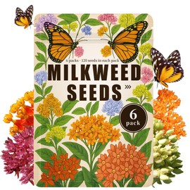 Butterfly Milkweed Seeds 6 Varieties Pack - Monarch Caterpillar Friendly, Colorful Pollinator Garden Mix, Easy Grow Perennial Flower Seeds for Backyard, Balcony & Butterfly Habitat