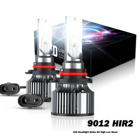 CHUSYYRAY 10000K 9012 HIR2 LED Headlight Bulbs Kit High Low Beam Super Bright Combo White