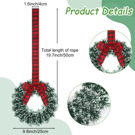 Capoda 6 Pcs Christmas Wreaths with Bow 10.24 Inch Buffalo Plaid Tinsel Wreaths Crafts Kitchen Wreaths for Front Door Outdoor Cabinet Home Window Wall Xmas Wreath Hanging Decorations (Red and Black)