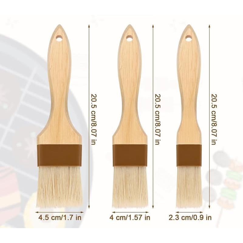 WEZCHUGHAOL 3Pcs Natural Bristle Basting Brushes Boar Bristle Brushes BBQ