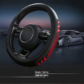 Yangday Leather Steering Wheel Cover for GMC Sierra 1500 2500 3500, 14.5-15 inches Car Steering Wheel Cover with Anti-Slip Massage Particle (Red)