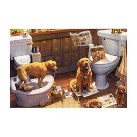 Jigsaw Puzzles 1000 Pieces for Adults - Dog Read Newspaper Bathroom Animal Anime Wooden Picture Puzzle - Puzzles for Youth Children Home Decor Funny Game Best Gift Preschool Toys 20.4'' x 14.9''