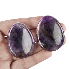 Artistone Amethyst Crystal Thumb Worry Stones Hand Carved Palm Stones Crystal Chakra Worry Stone for Anxiety, Meditation Reiki, Water Drop Shaped (Pack of 2)