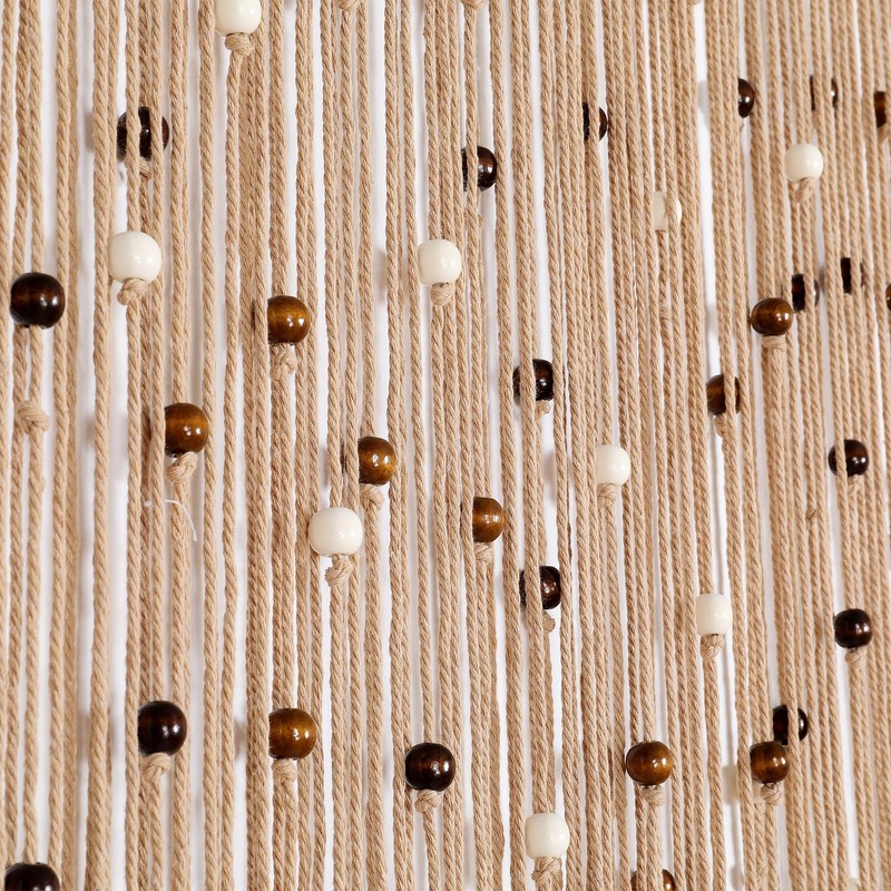 BECHAEO Macrame Beaded Curtain Boho Handmade Cotton Door String Curtain