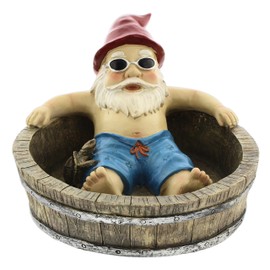 Distinctive Designs Garden Gnome in a Bathtub Novelty Tabletop Bird Bath, 10”W x 7”D