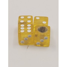 Set of  4  Yellow Dice Tire Valve Stem Caps For Car, Standard Fitting #11
