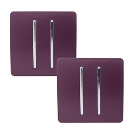 Trendi 2 Gang 2 Way Artistic Modern Glossy 10 Amp Rocker Tactile Light Switch Plum (Pack of 2)
