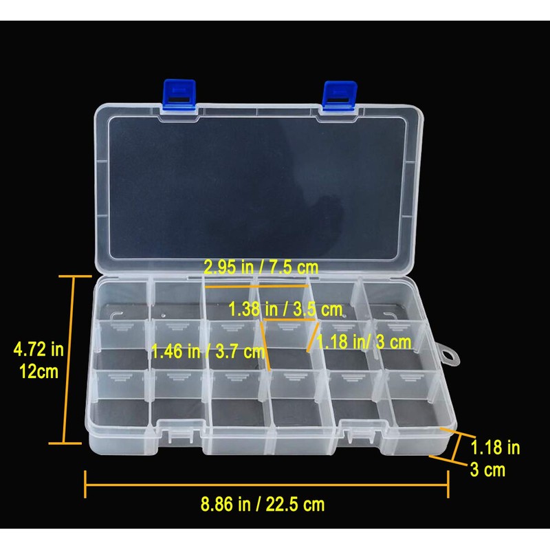 DARUITE Sorting Boxes for Small Parts, 18 Grid Storage Box,