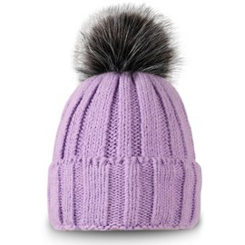 Winter Wear Lined Purple Beanie for Women Warm Winter Hats Cap for Womens Girl Soft Pom Pom Hat, Birthday for Women. (Purple)