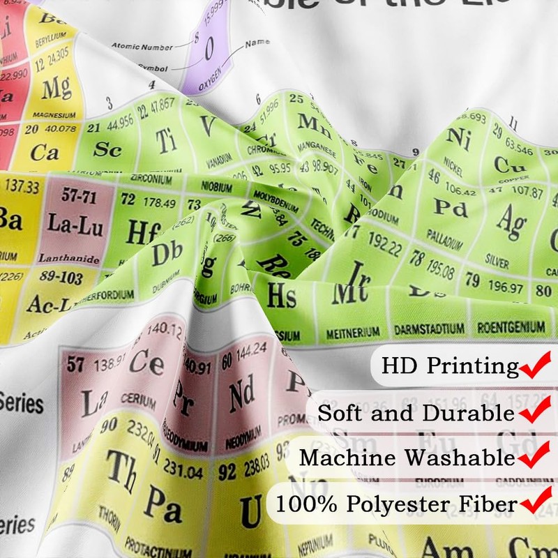 Jipusai 84 INCH Updated Periodic Table of Elements Shower Curtain