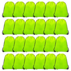 Grneric 24Pcs Drawstring Backpack Bulk Cinch Bag, Polyester Drawstring Bags for Gym Yoga Beach Camping Party(Fluorescent green)