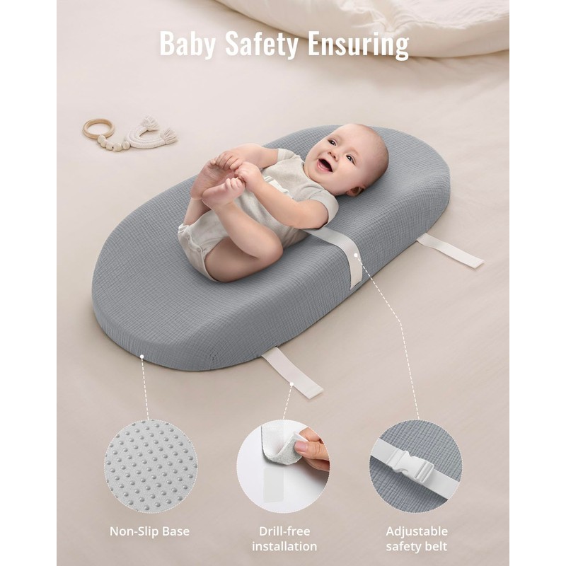 Blissful Diary Muslin Baby Changing Pad with Waterproof Lining Foam,