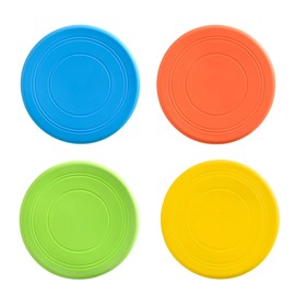 Dog Frisbee, Frisbee Dog Toy, 4 Soft Rubber Flying Discs for Dogs, Durable and Indestructible Dogs Frisbees for Outdoor Play, Training, and Chasing, 17.8 Cm, Orange, Yellow, Green, Blue