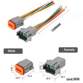 kuosbiu 2 Pack Deutsch DT 8 Pin Connector, Waterproof Electrical Connector Male and Female Plug Wiring Harness with 16AWG 8 Wires for Car Truck Boats LED
