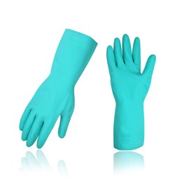 Vgo... 10Pairs Reusable Household Gloves, Dishwashing Gloves/Kitchen Cleaning/Gardening Nitrile Gloves, Latex Free NT2141(Green,M)