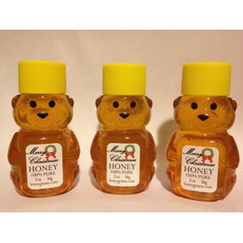 Honey Merry Christmas Gourmet Honey Gift 3 Pack of 2 Ounce Mini Bears