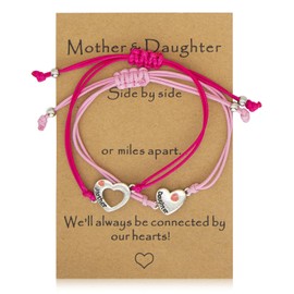 ALLY-MAGIC Mother Daughter Bracelets Set Mother's Day Gifts from Daughter Heart Mummy and Me Matching Bracelet Long Distance Wish Bracelets Jewelry Gifts for Women Girls Mom Daughter Y7FXMNSL