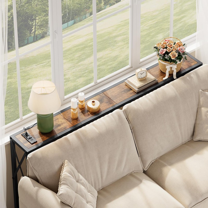 Gewudraw Console Table with Oulets and USB Ports, 55.1" Sofa