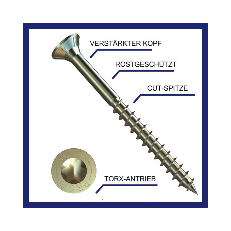 Professional Chipboard Screw, Countersunk Head, Galvanised, Protected Against Rust -