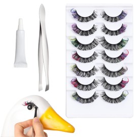 Lash Clusters Kit - Multicolor 7-Pair Wispy Lash Clusters Kit - Eye Makeup for Statue Photoshoot Party Teens Youth Girls Daily