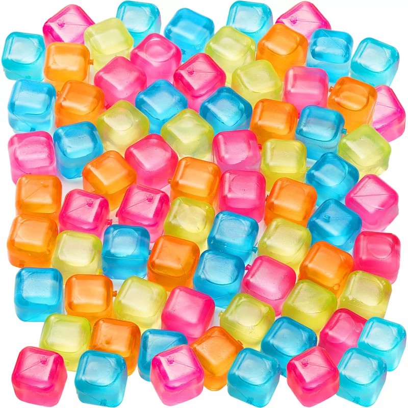 Tivcck 60Pcs Reusable Ice Cubes,Colorful Plastic Ice Cubes,Refreeza