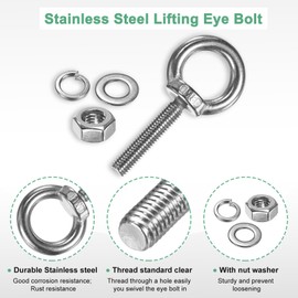 M METERXITY 4-Sets Stainless Eyebolt M8x40mm Shoulder Lifting Eye Bolt with Nuts Washers Male Screw Thread Ring Shoulder Eye Bolts Length 1.57 Inch for Suspending/Fastening