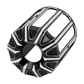 CNC Oil Filter Cover Cap Compatible with Harley Sportster Dyna Touring Softail Stripe Style Black&Chrome