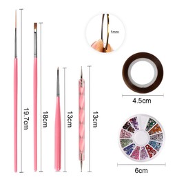 Nail Art Brush Set, Nail Brush, Nail Brush, Gel Nail Brush, Nail Art Tools, 32 Piece Set, Gel Nail, Brush (Pink)