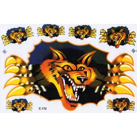 1 Sheet of Wolf Werewolf Bite Sticker Motorsport Motocross Car Scooter Tuning Sticker Film 1 Sheet 270 mm x 180 mm Weatherproof or also for Model Making