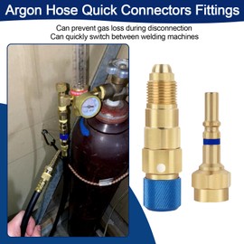 Jiotar QDB33 Argon Hose Quick Connect Fittings Set, Argon Inert Gas Regulator Tig Welding Quick Connect, Quick Connect Fuel Line Fitting, Gold