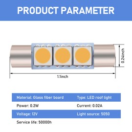 Prywog Pack-10 Car LED Reading Light, Super Bright Sunshade Makeup Light, Roof Light Replacements, Universal Lighting Accessories, for Most Cars, Trucks and Vans (Warm White)