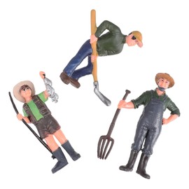 Toyvian 3pcs Lifelike Farm Worker Figurines Set Realistic Dollhouse Mini People Figures for Farm Scene Decor Includes Farmer Rancher and Worker Models