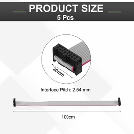MECCANIXITY 5 Pcs IDC Flat Ribbon Cable, 2.54mm Pitch 20mm Width 100cm Long 16 Pin FC to FC Flat Ribbon Connector Jumper Wire for PC, LED Displays