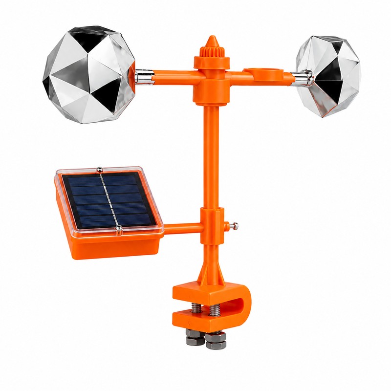 Solar Bird Repeller with Reflective Wind Spinner and Audible Sounds