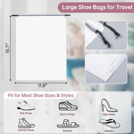20 Pack Shoe Bags for Travel, 11.8" x 15.7" Waterproof Travel Shoe Bags for Packing, Large Clear Shoe Organizers Pouch with Rope, Portable Drawstring Shoes Storage Bag for Men & Women