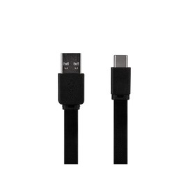 Monoprice Flat USB Type-C to Type-A 3.2 Gen1 Charge and Sync Cable - 6 Feet - Black 5Gbps, 3A, Reversible Connector, Compatible with Galaxy S10 S10E S9 S8 S20 Plus