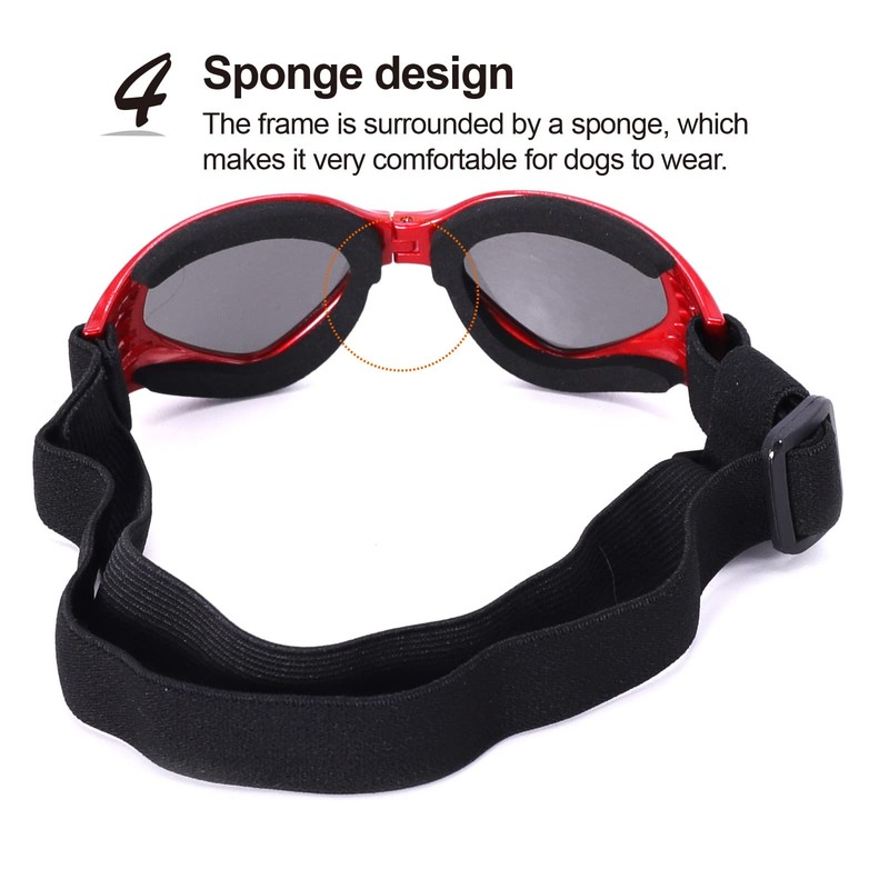 TRIROCK Dog Sunglasses, For Small and Medium Dogs, Goggles, For