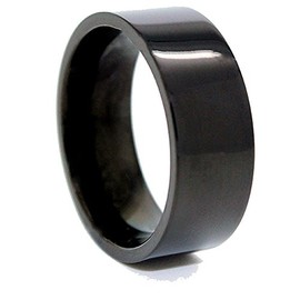 8mm Black Titanium Flat Pipe Wedding Band Size (7)