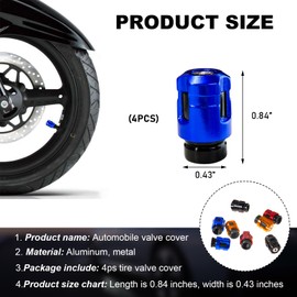 Yourkar 4 PCS Car Tire Valve Stem Caps, Unique Shape Aluminum Alloy Wheel Valve Covers, Corrosion Resistant Leak-Proof Tire Valve Stem Cover, Universal Vehicle Wheel Accessories (Blue)