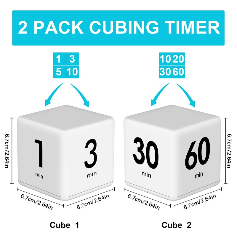 JOYIT 2 Pcs Cube Timer Set - 2.6 Inch Gravity