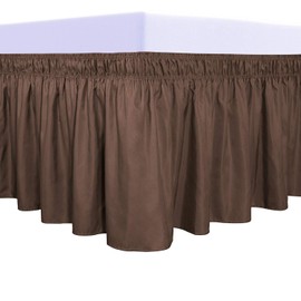PureFit Falda de cama envolvente con volantes con cinturón elástico ajustable, caída de 18 pulgadas, fácil de poner, falda de cama sin arrugas, volantes contra el polvo, funda para cama individual,
