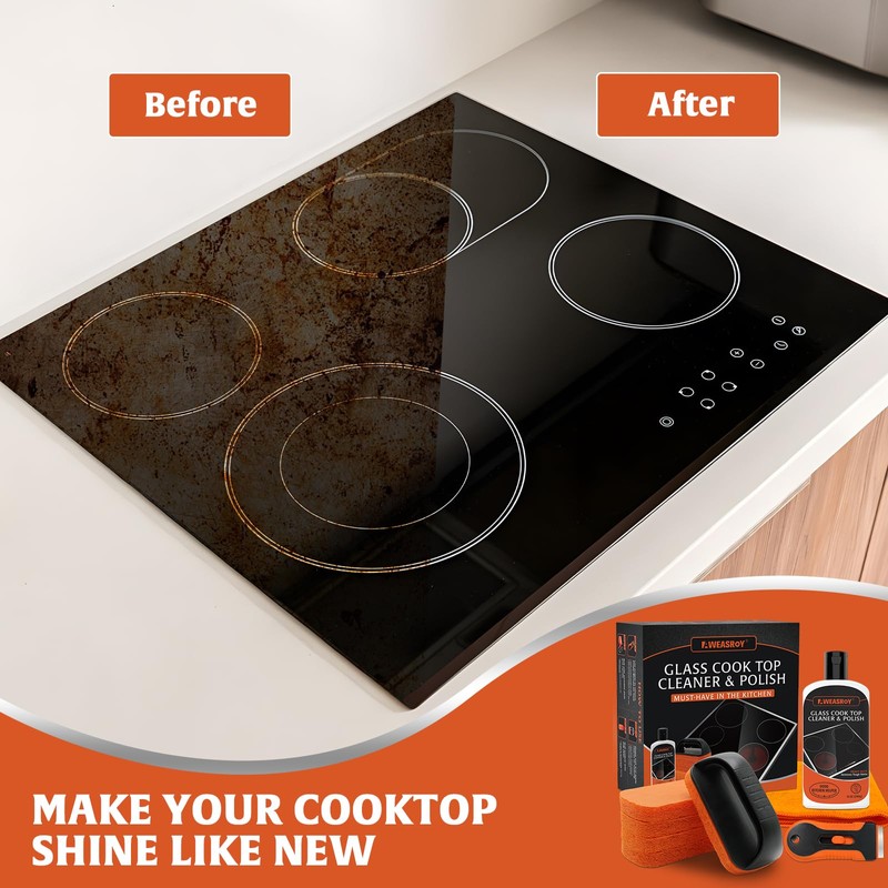 AWEASROY Glass Stove Top Cleaner Kit 12 oz, Cooktop Cleaner