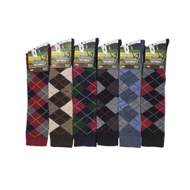 Rozgul 6 Pairs Men's knee High Golf Design Argyle Rich Cotton Equestrian Horse Riding Boot Socks,Uk Size 6-11
