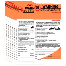 2-Part Carbonless Perforated Numbered Parking Violation Warning Sticker Book 4 x 8.5 Inch - Parking Violation Ticket Tow Warning Illegally Parked Tickets for Car Window 50 Pack