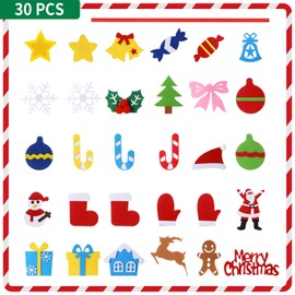 TOBEHIGHER DIY Felt Christmas Tree 3.0ft with 30 Detachable Decorations, Christmas Decorations with String Light (Batteries Not Included), Wall Hanging Christmas Gifts