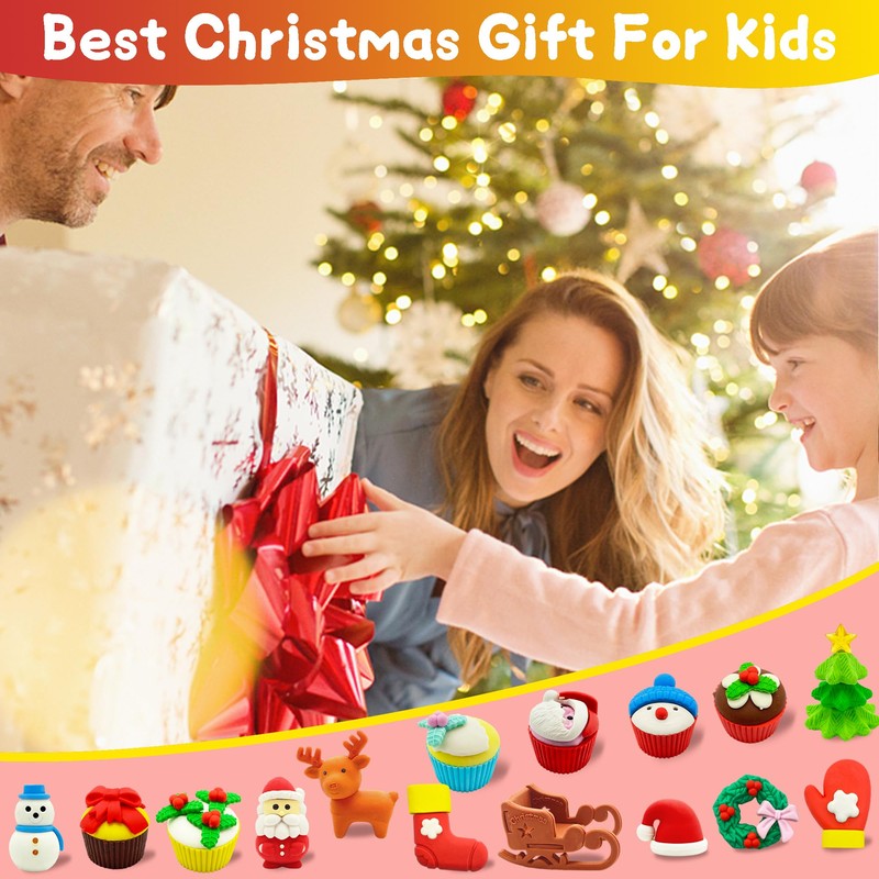 LanMa 30PC Christmas Erasers for Kids Animal Puzzle Eraser Desk