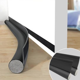 HKDZ Draft Excluder for Doors, 37.8 Inches Draught Excluder for Doors, Noise Blocker Door Draft Excluder Blocker Washable Dust Proof Removable Adjustable Door Sweeps Black 2 Pack